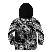 Personalised Polynesian Kid Hoodie Tribal Honu Turtle with Hibiscus White Version - Wonder Print Shop