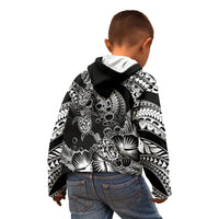 Personalised Polynesian Kid Hoodie Tribal Honu Turtle with Hibiscus White Version - Wonder Print Shop