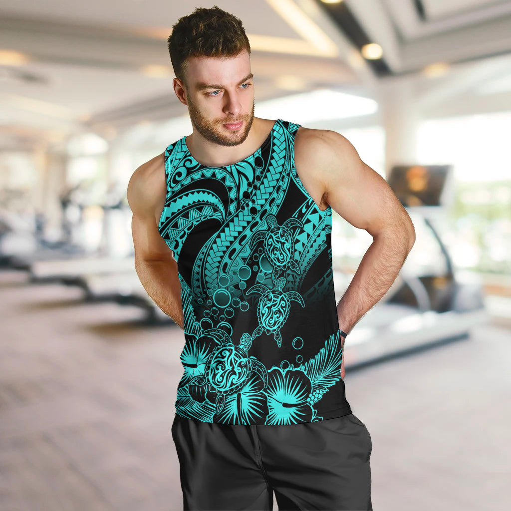 personalised-polynesian-men-tank-top-tribal-honu-turtle-with-hibiscus-turquoise-version
