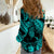 Personalised Polynesian Women Casual Shirt Tribal Honu Turtle with Hibiscus Turquoise Version - Wonder Print Shop