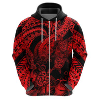Custom Polynesian Hoodie Tribal Honu Turtle with Hibiscus Red Version - Wonder Print Shop