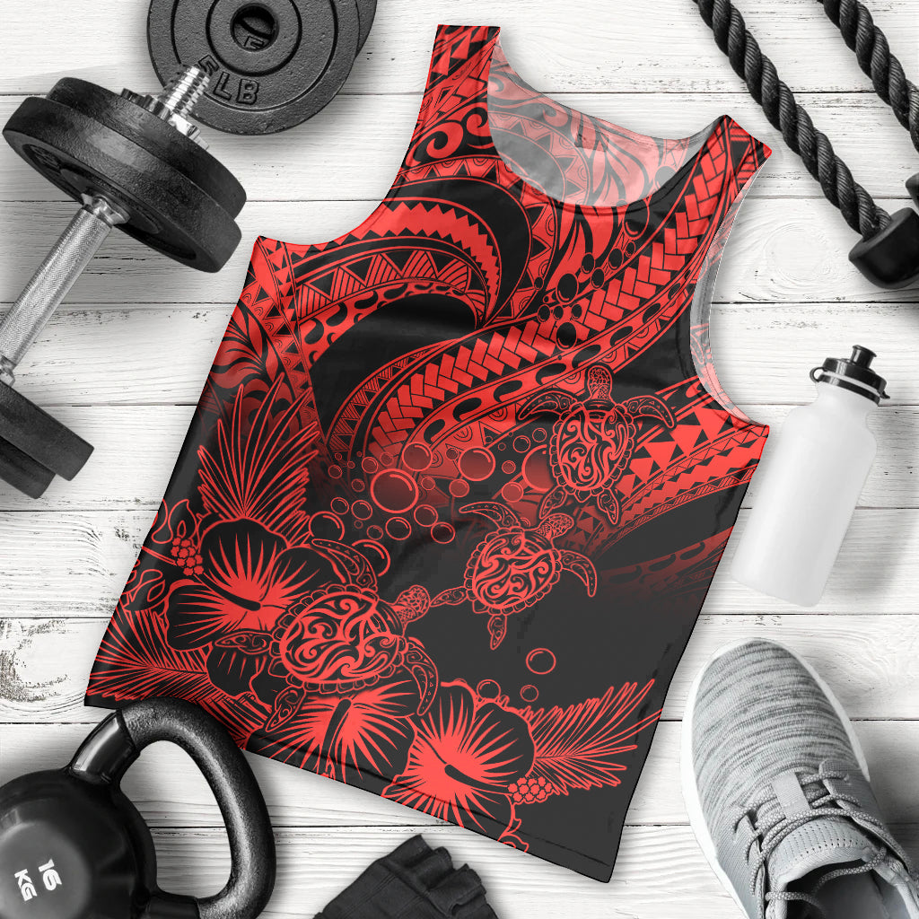 personalised-polynesian-men-tank-top-tribal-honu-turtle-with-hibiscus-red-version