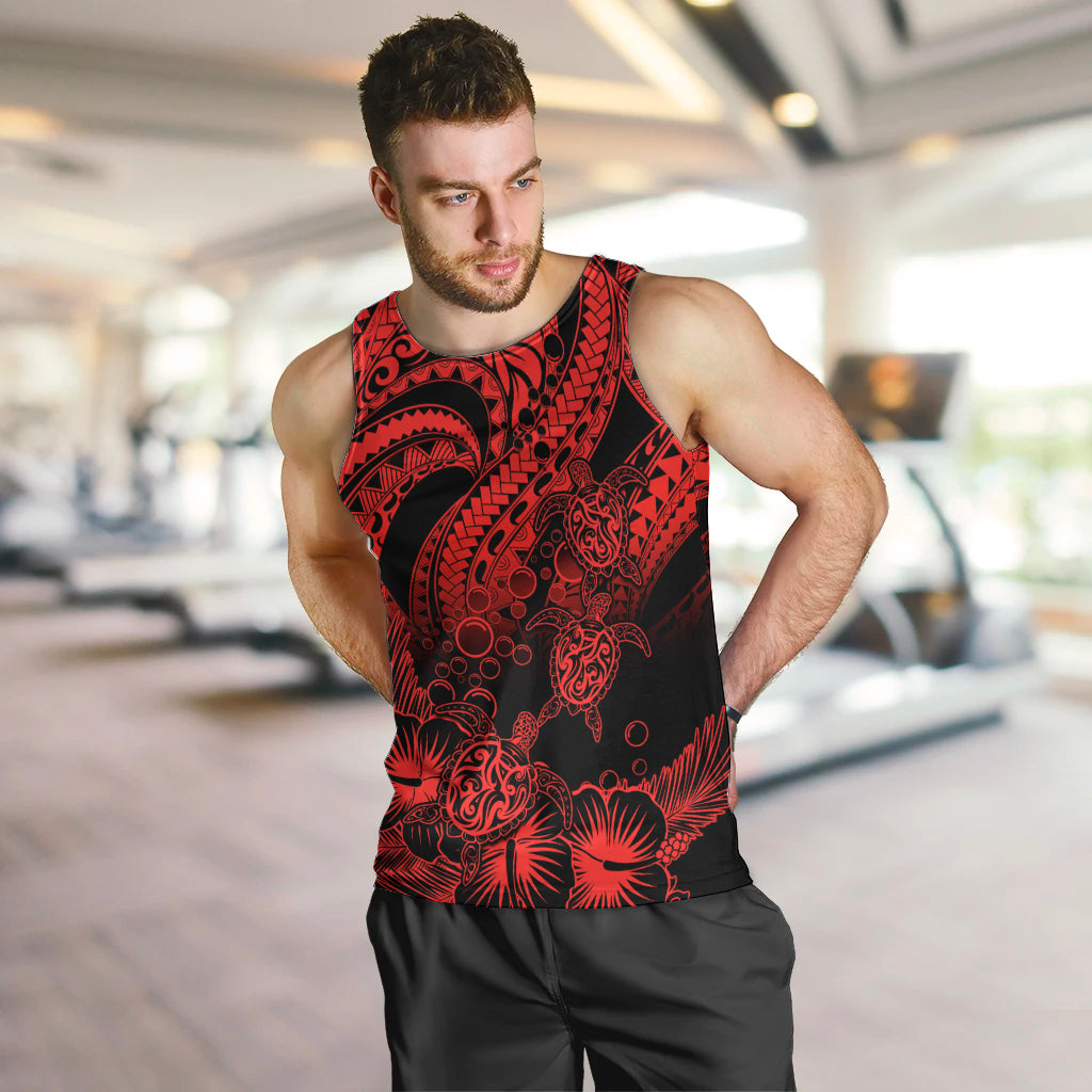 personalised-polynesian-men-tank-top-tribal-honu-turtle-with-hibiscus-red-version