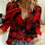 Personalised Polynesian Women Casual Shirt Tribal Honu Turtle with Hibiscus Red Version - Wonder Print Shop