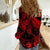 Personalised Polynesian Women Casual Shirt Tribal Honu Turtle with Hibiscus Red Version - Wonder Print Shop