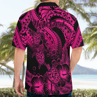 Personalised Polynesian Hawaiian Shirt Tribal Honu Turtle with Hibiscus Pink Version - Wonder Print Shop