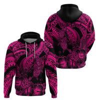 Custom Polynesian Hoodie Tribal Honu Turtle with Hibiscus Pink Version - Wonder Print Shop