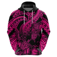 Custom Polynesian Hoodie Tribal Honu Turtle with Hibiscus Pink Version - Wonder Print Shop