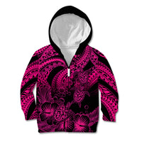 Personalised Polynesian Kid Hoodie Tribal Honu Turtle with Hibiscus Pink Version - Wonder Print Shop
