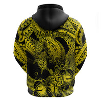 Custom Polynesian Hoodie Tribal Honu Turtle with Hibiscus Gold Version - Wonder Print Shop