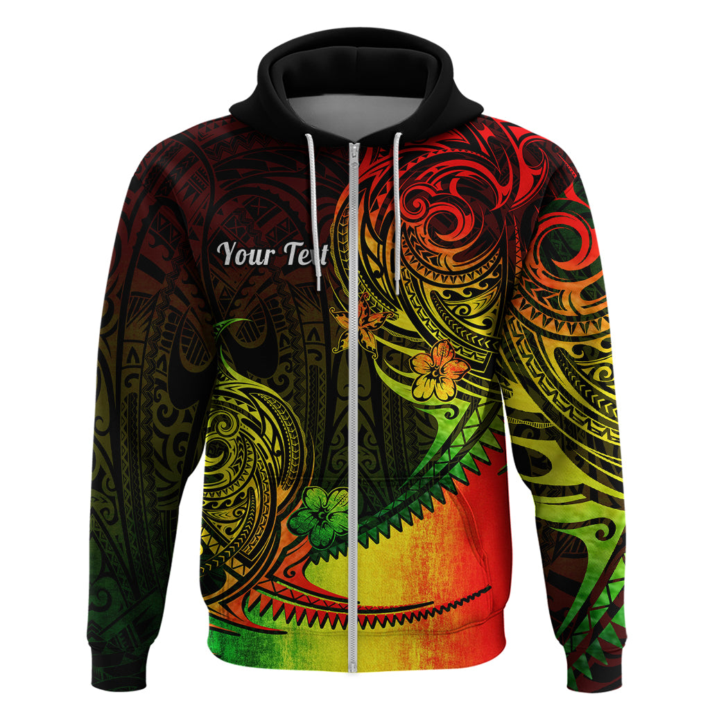 Custom Polynesian Tribal Hoodie Unique Reggae - Wonder Print Shop