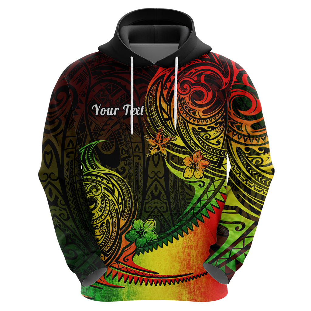 Custom Polynesian Tribal Hoodie Unique Reggae - Wonder Print Shop