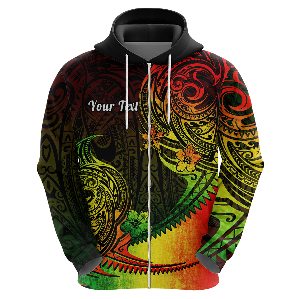 Custom Polynesian Tribal Hoodie Unique Reggae - Wonder Print Shop