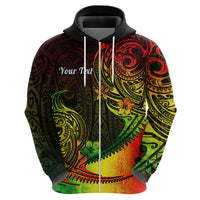 Custom Polynesian Tribal Hoodie Unique Reggae - Wonder Print Shop