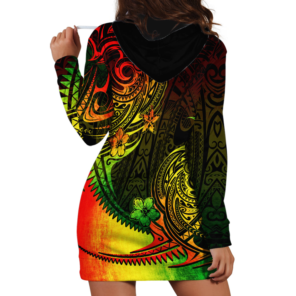 Personalised Polynesian Tribal Hoodie Dress Unique Reggae - Wonder Print Shop