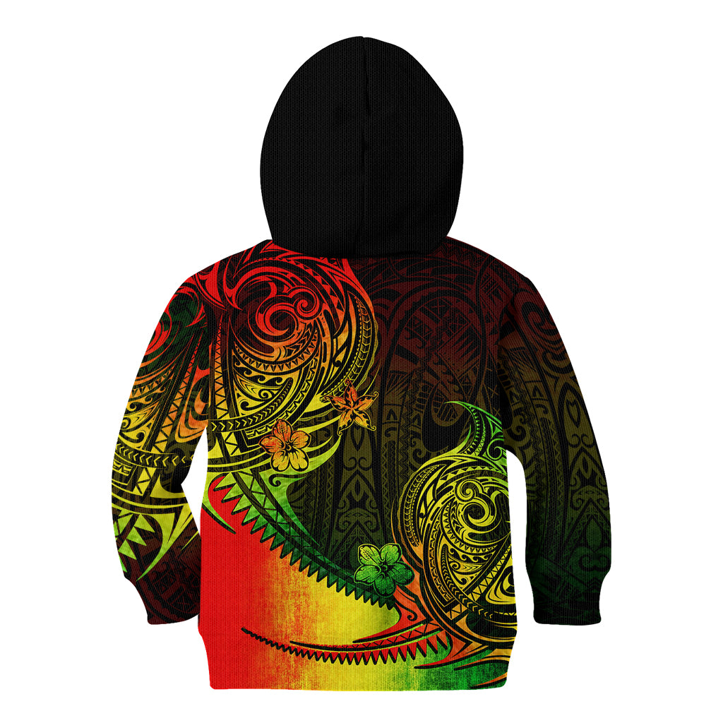 Personalised Polynesian Tribal Kid Hoodie Unique Reggae - Wonder Print Shop