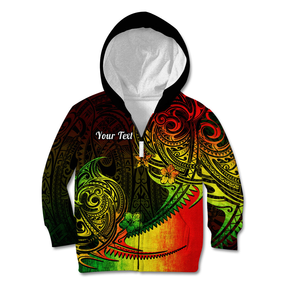 Personalised Polynesian Tribal Kid Hoodie Unique Reggae - Wonder Print Shop