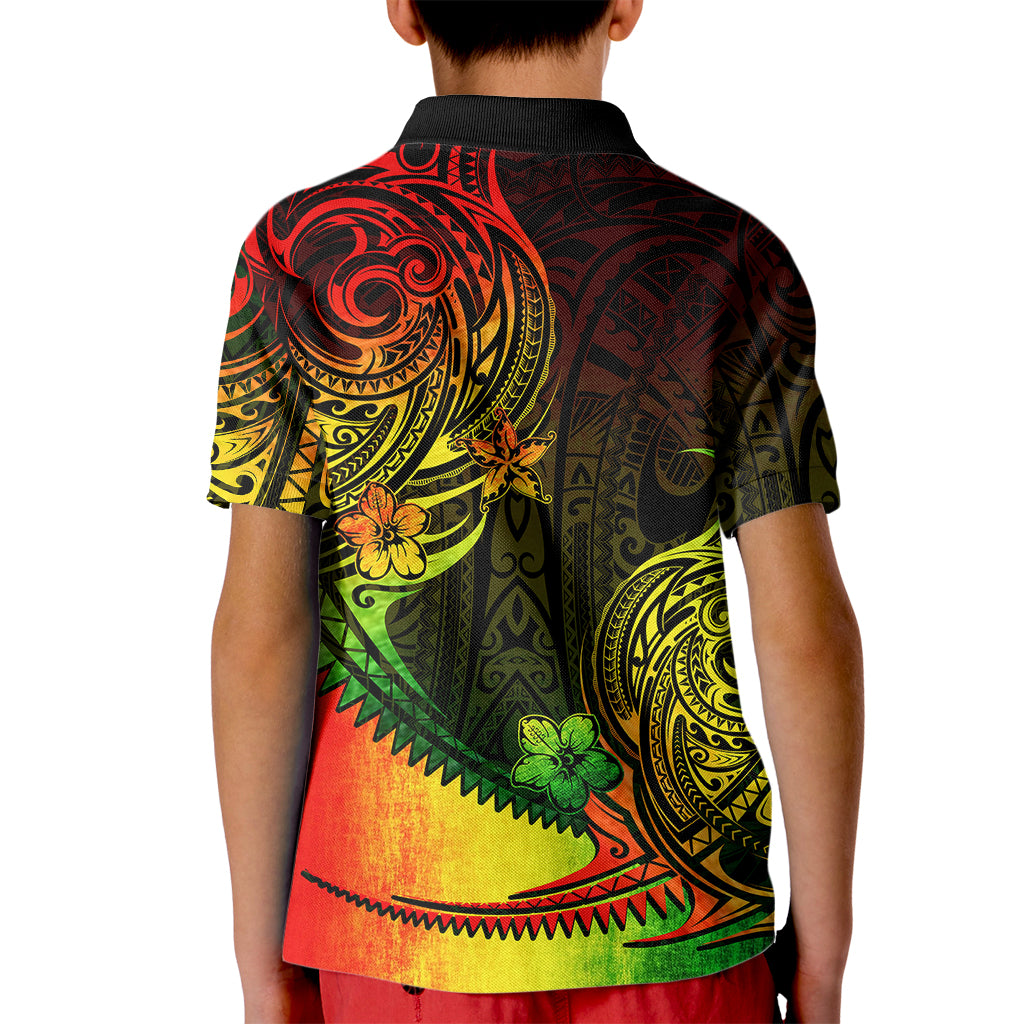 Custom Polynesian Tribal Polo Shirt for Kid Unique Reggae - Wonder Print Shop