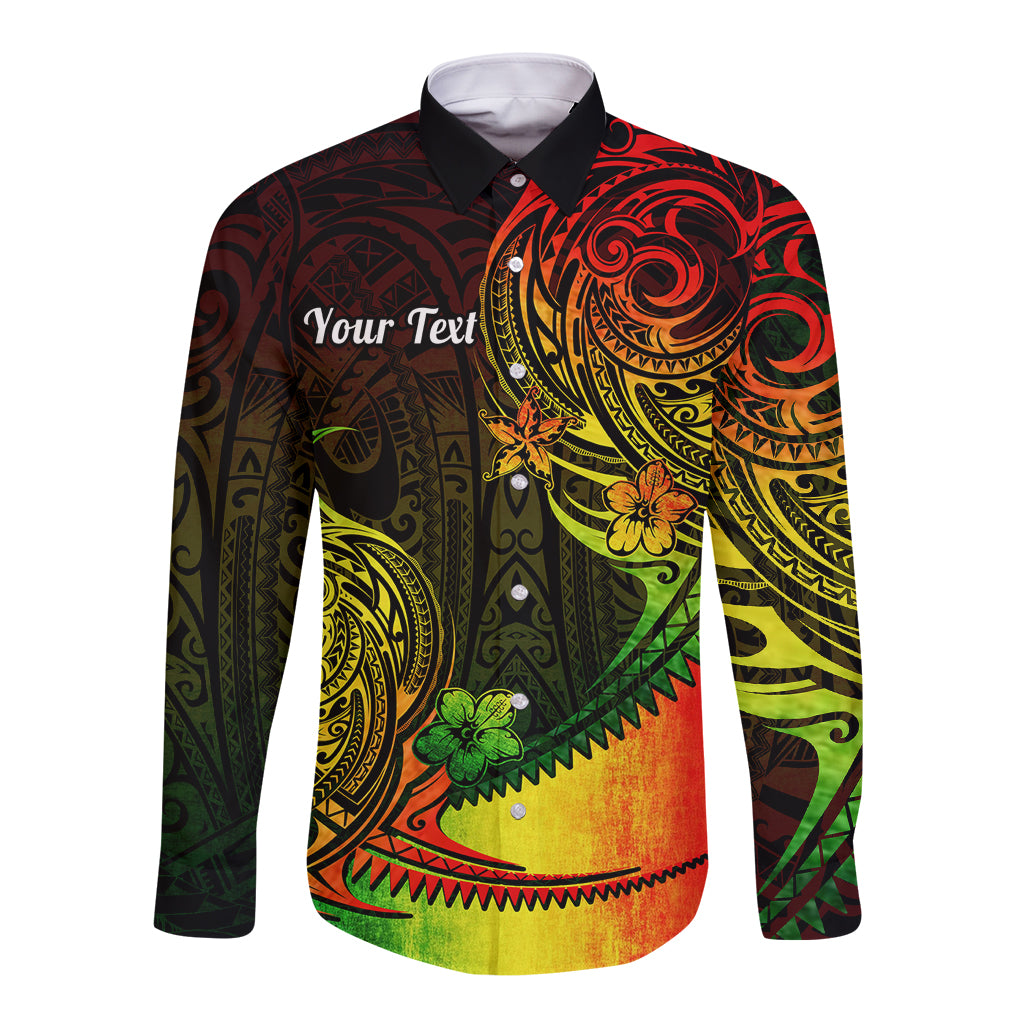 Personalised Polynesian Tribal Long Sleeve Button Shirt Unique Reggae - Wonder Print Shop
