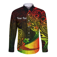 Personalised Polynesian Tribal Long Sleeve Button Shirt Unique Reggae - Wonder Print Shop