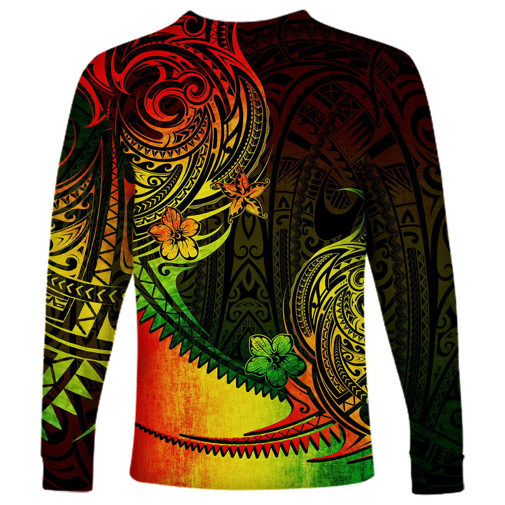 Personalised Polynesian Tribal Long Sleeve Shirt Unique Reggae - Wonder Print Shop