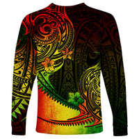 Personalised Polynesian Tribal Long Sleeve Shirt Unique Reggae - Wonder Print Shop