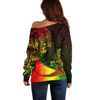 Personalised Polynesian Tribal Off Shoulder Sweater Unique Reggae - Wonder Print Shop
