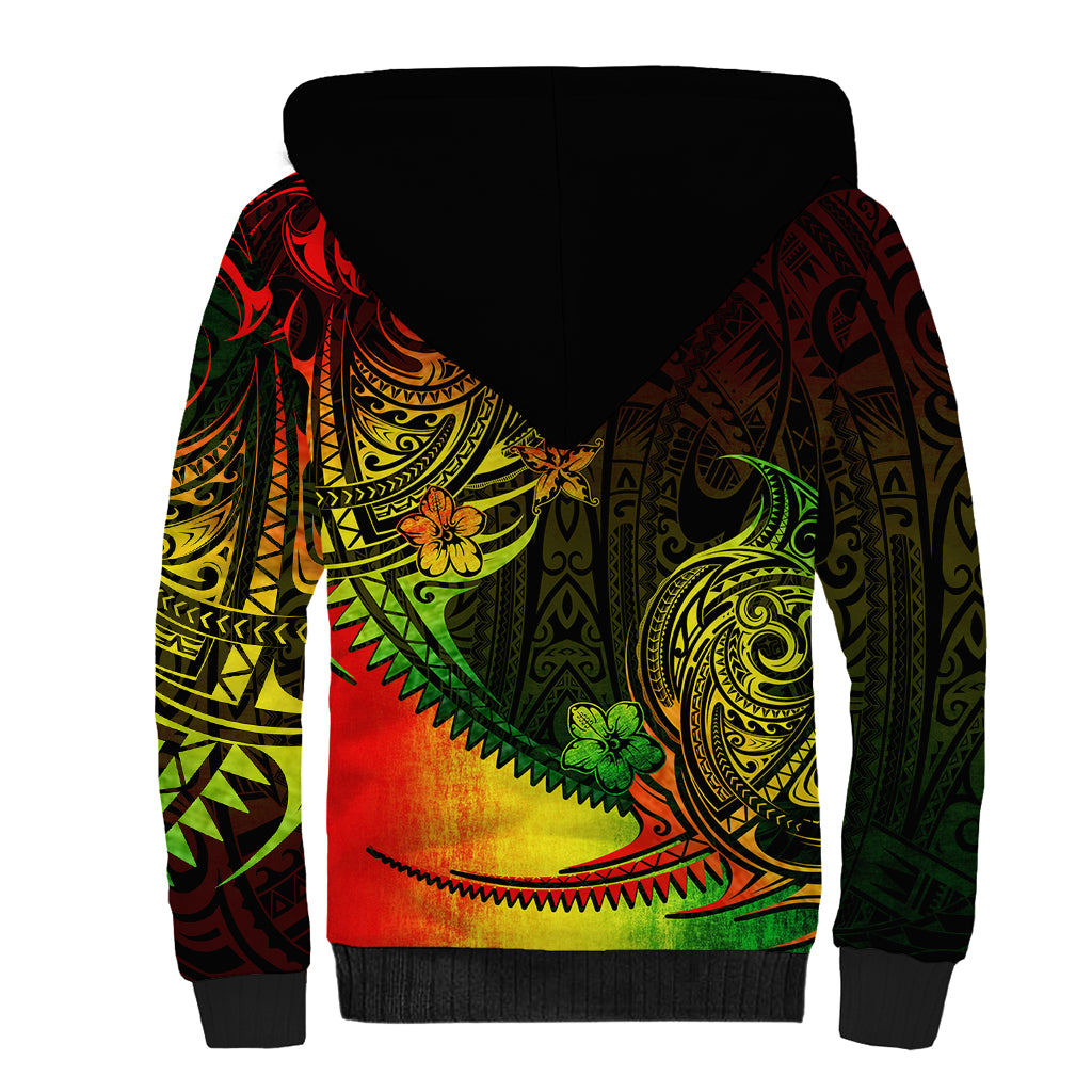 Personalised Polynesian Tribal Sherpa Hoodie Unique Reggae - Wonder Print Shop