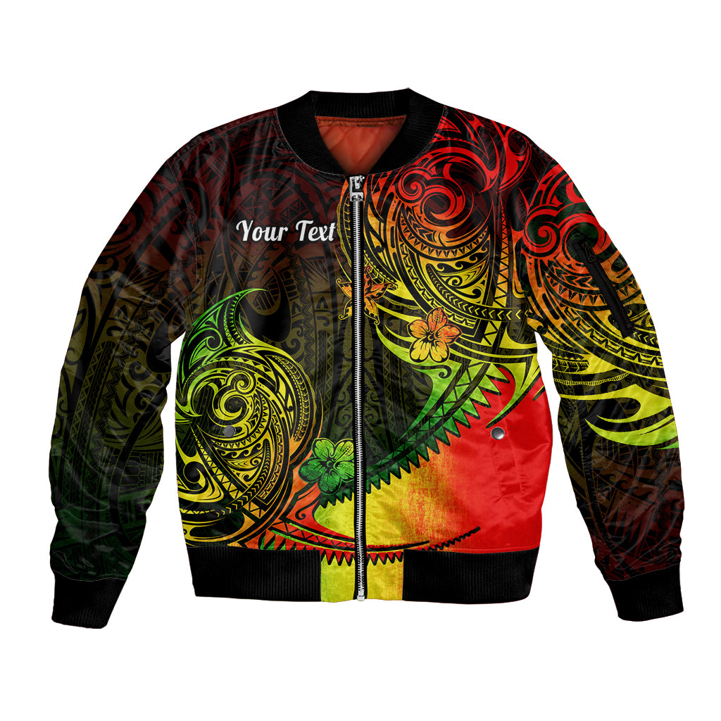Personalised Polynesian Tribal Sleeve Zip Bomber Jacket Unique Reggae - Wonder Print Shop