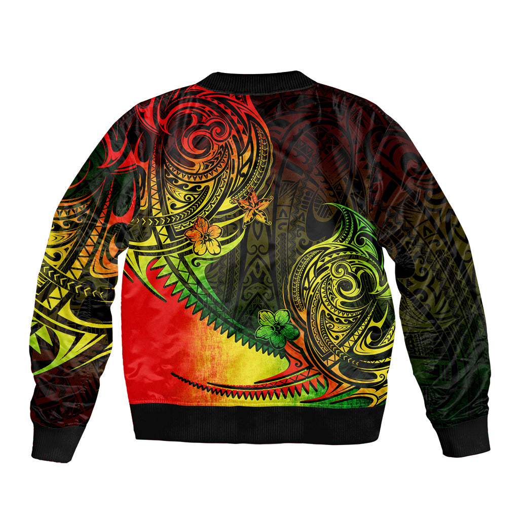 Personalised Polynesian Tribal Sleeve Zip Bomber Jacket Unique Reggae - Wonder Print Shop