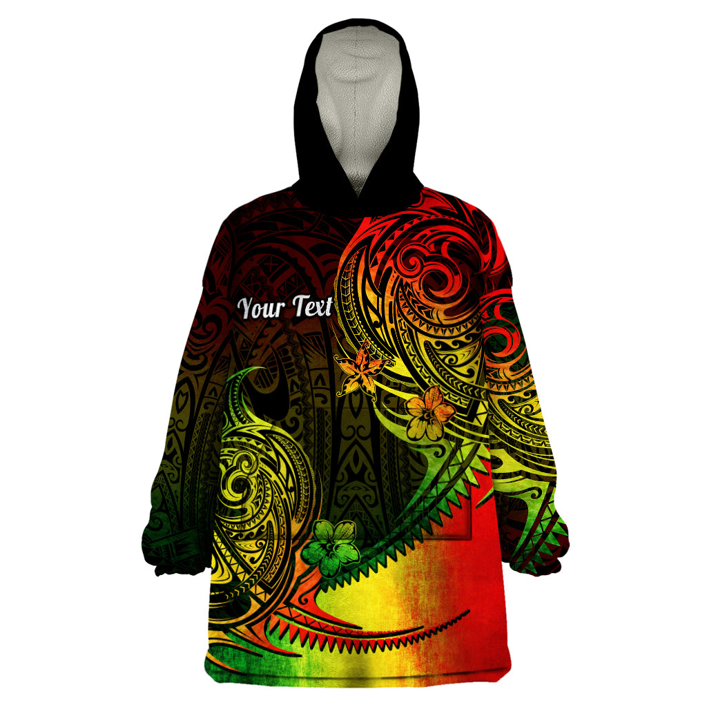 Personalised Polynesian Tribal Wearable Blanket Hoodie Unique Reggae - Wonder Print Shop