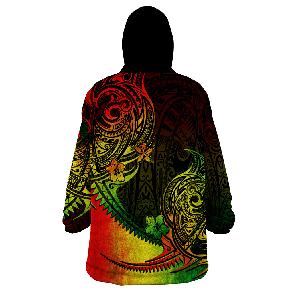 Personalised Polynesian Tribal Wearable Blanket Hoodie Unique Reggae - Wonder Print Shop