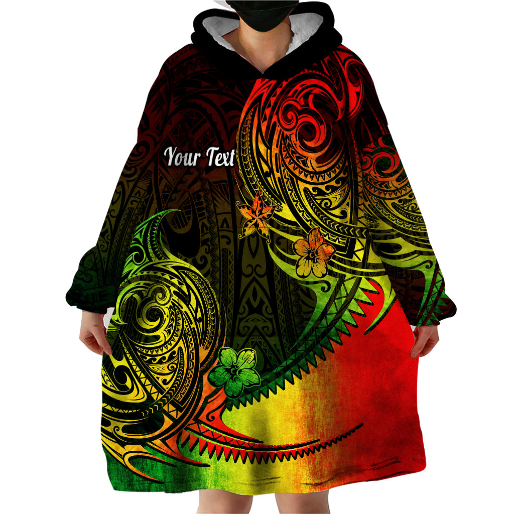 Personalised Polynesian Tribal Wearable Blanket Hoodie Unique Reggae - Wonder Print Shop
