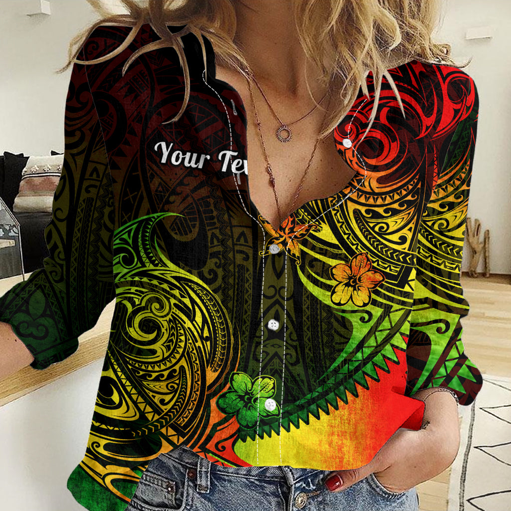 Personalised Polynesian Tribal Women Casual Shirt Unique Reggae - Wonder Print Shop