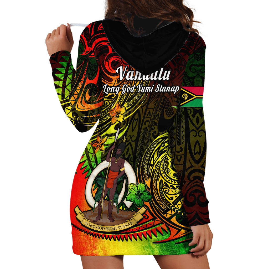 Polynesian Pride Vanuatu Hoodie Dress Reggae Polynesia Long God Yumi Stanap - Wonder Print Shop
