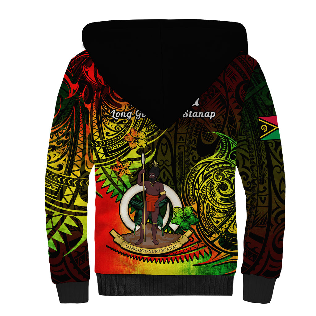 Polynesian Pride Vanuatu Sherpa Hoodie Reggae Polynesia Long God Yumi Stanap - Wonder Print Shop