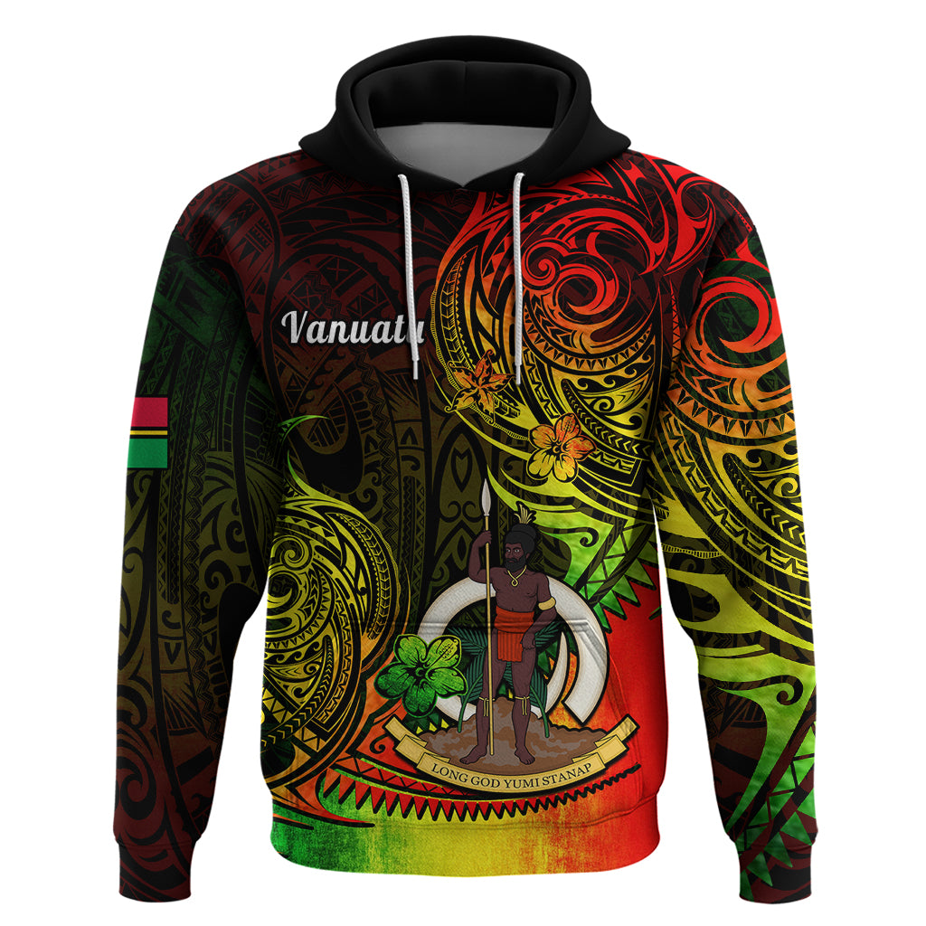 Custom Vanuatu Hoodie Reggae Polynesia Long God Yumi Stanap - Wonder Print Shop