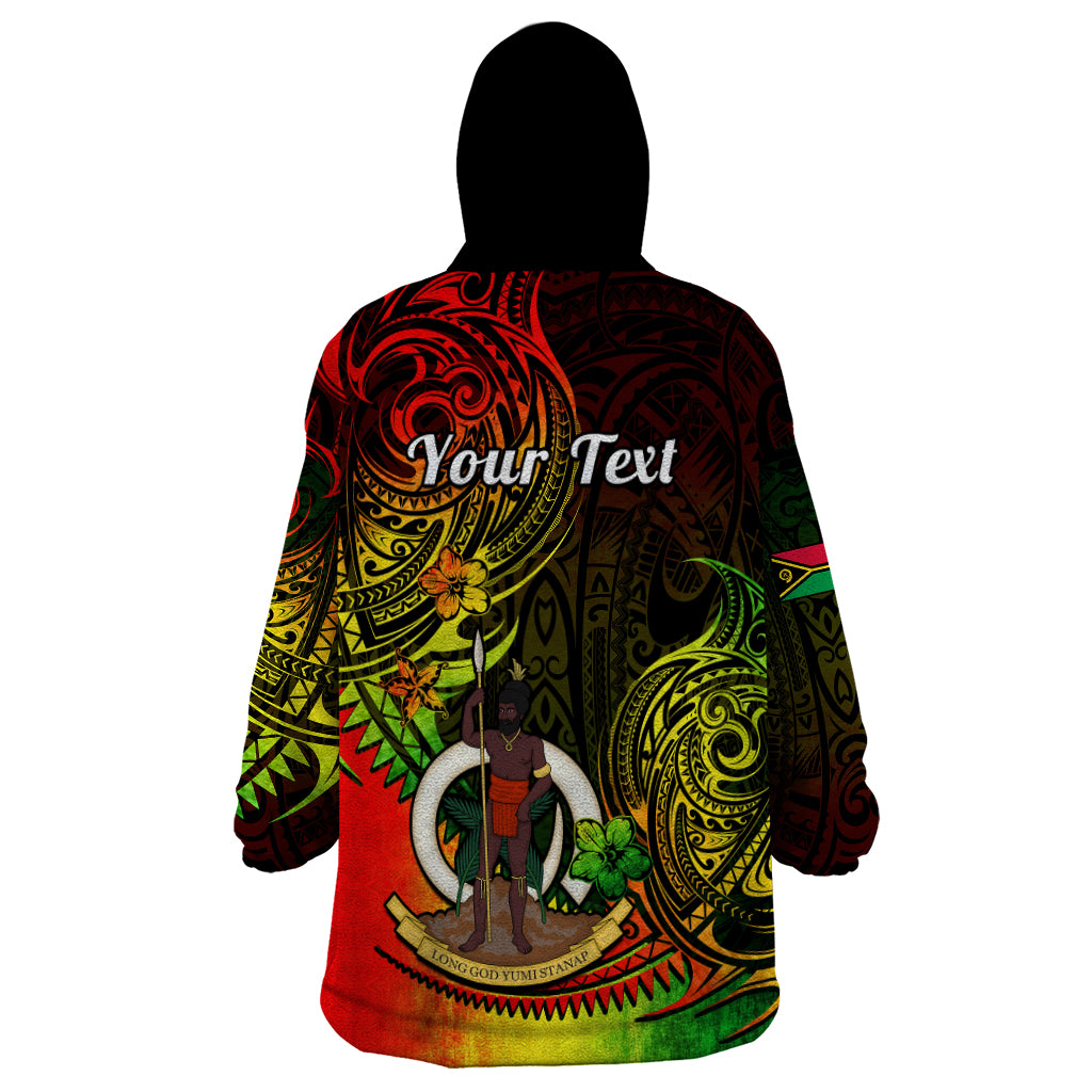 Personalised Vanuatu Wearable Blanket Hoodie Reggae Polynesia Long God Yumi Stanap - Wonder Print Shop