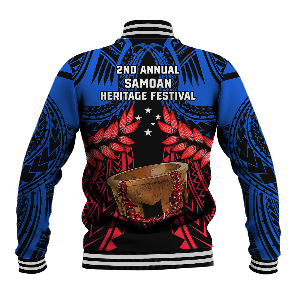 Samoa Baseball Jacket Heritage Festival Samoan Tattoo With Ula Fala Kava Bowl - Wonder Print Shop