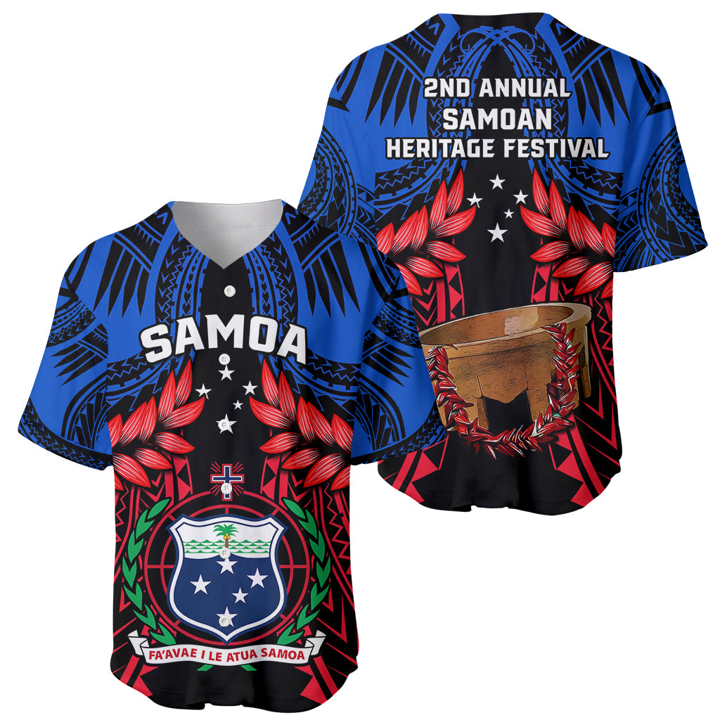 Samoa Baseball Jersey Heritage Festival Samoan Tattoo With Ula Fala Kava Bowl - Wonder Print Shop