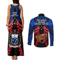 Samoa Couples Matching Tank Maxi Dress and Long Sleeve Button Shirts Heritage Festival Samoan Tattoo With Ula Fala Kava Bowl - Wonder Print Shop