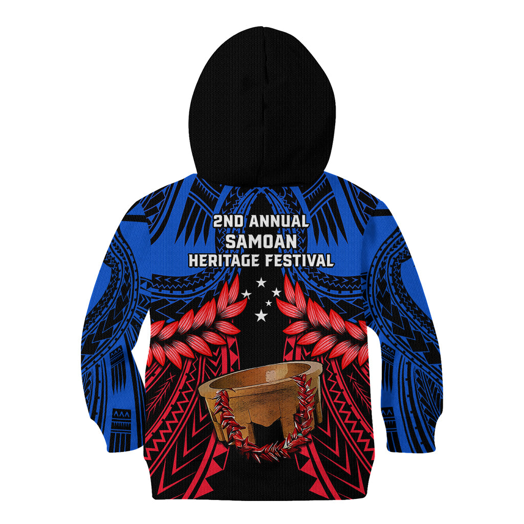 Samoa Kid Hoodie Heritage Festival Samoan Tattoo With Ula Fala Kava Bowl - Wonder Print Shop