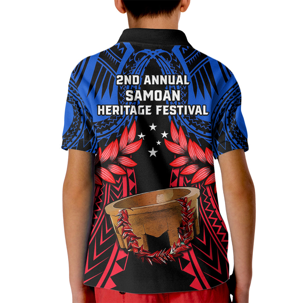 Samoa Kid Polo Shirt Heritage Festival Samoan Tattoo With Ula Fala Kava Bowl - Wonder Print Shop