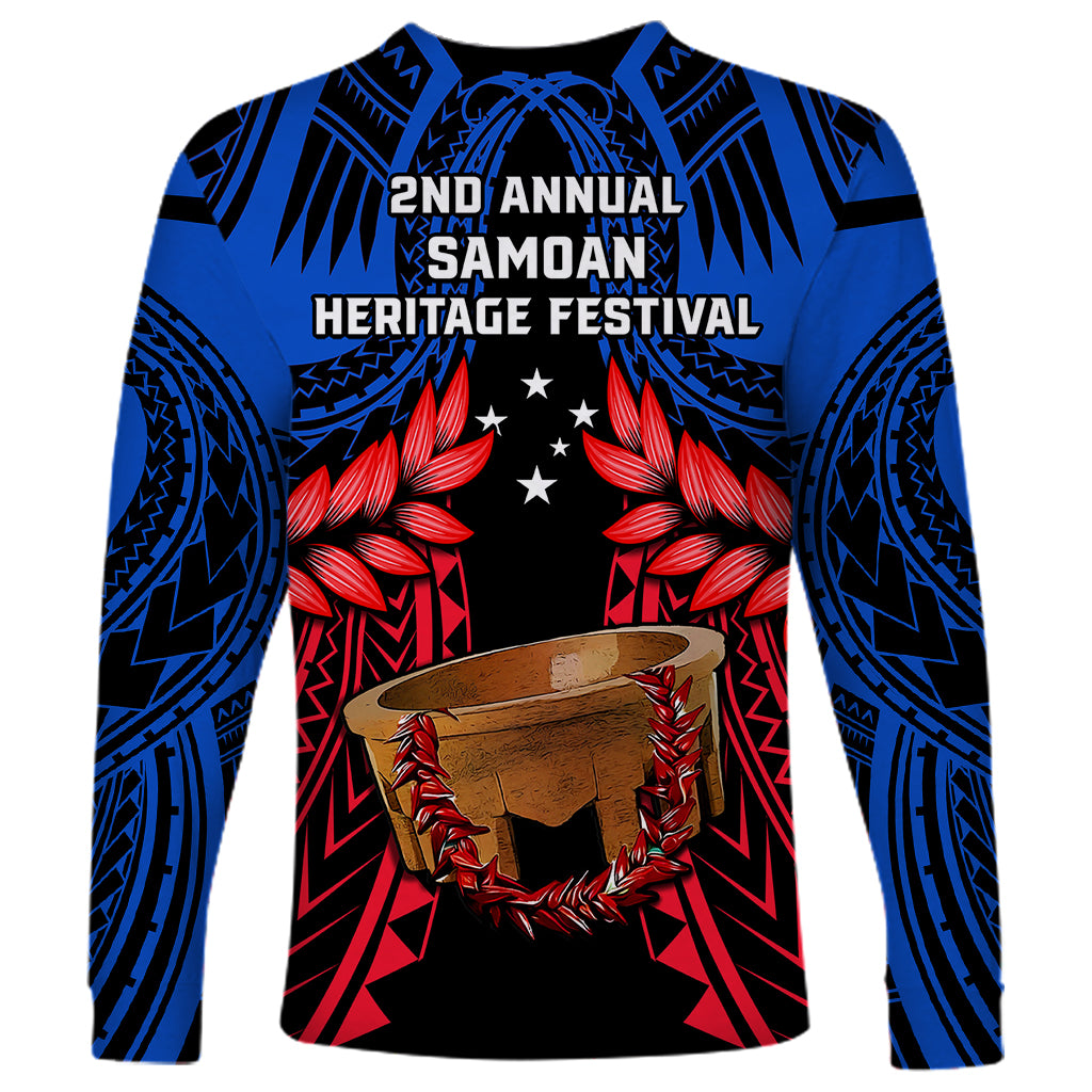 Samoa Long Sleeve Shirt Heritage Festival Samoan Tattoo With Ula Fala Kava Bowl - Wonder Print Shop