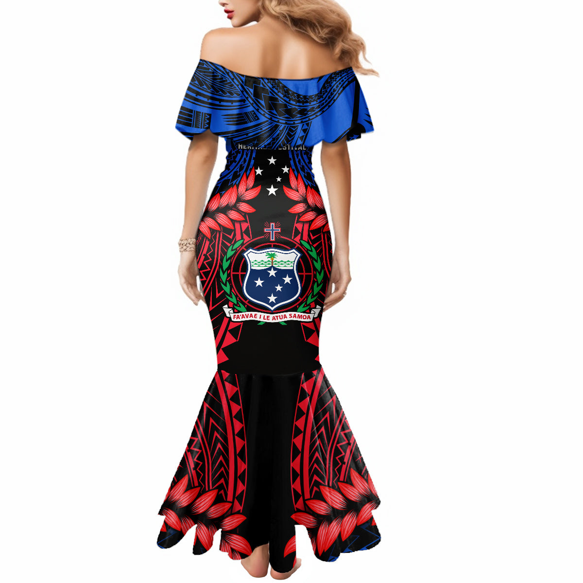 Samoa Mermaid Dress Heritage Festival Samoan Tattoo With Ula Fala Kava Bowl - Wonder Print Shop