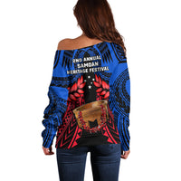 Samoa Off Shoulder Sweater Heritage Festival Samoan Tattoo With Ula Fala Kava Bowl - Wonder Print Shop