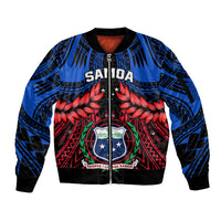 Samoa Sleeve Zip Bomber Jacket Heritage Festival Samoan Tattoo With Ula Fala Kava Bowl - Wonder Print Shop