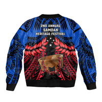 Samoa Sleeve Zip Bomber Jacket Heritage Festival Samoan Tattoo With Ula Fala Kava Bowl - Wonder Print Shop
