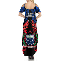 Samoa Summer Maxi Dress Heritage Festival Samoan Tattoo With Ula Fala Kava Bowl - Wonder Print Shop