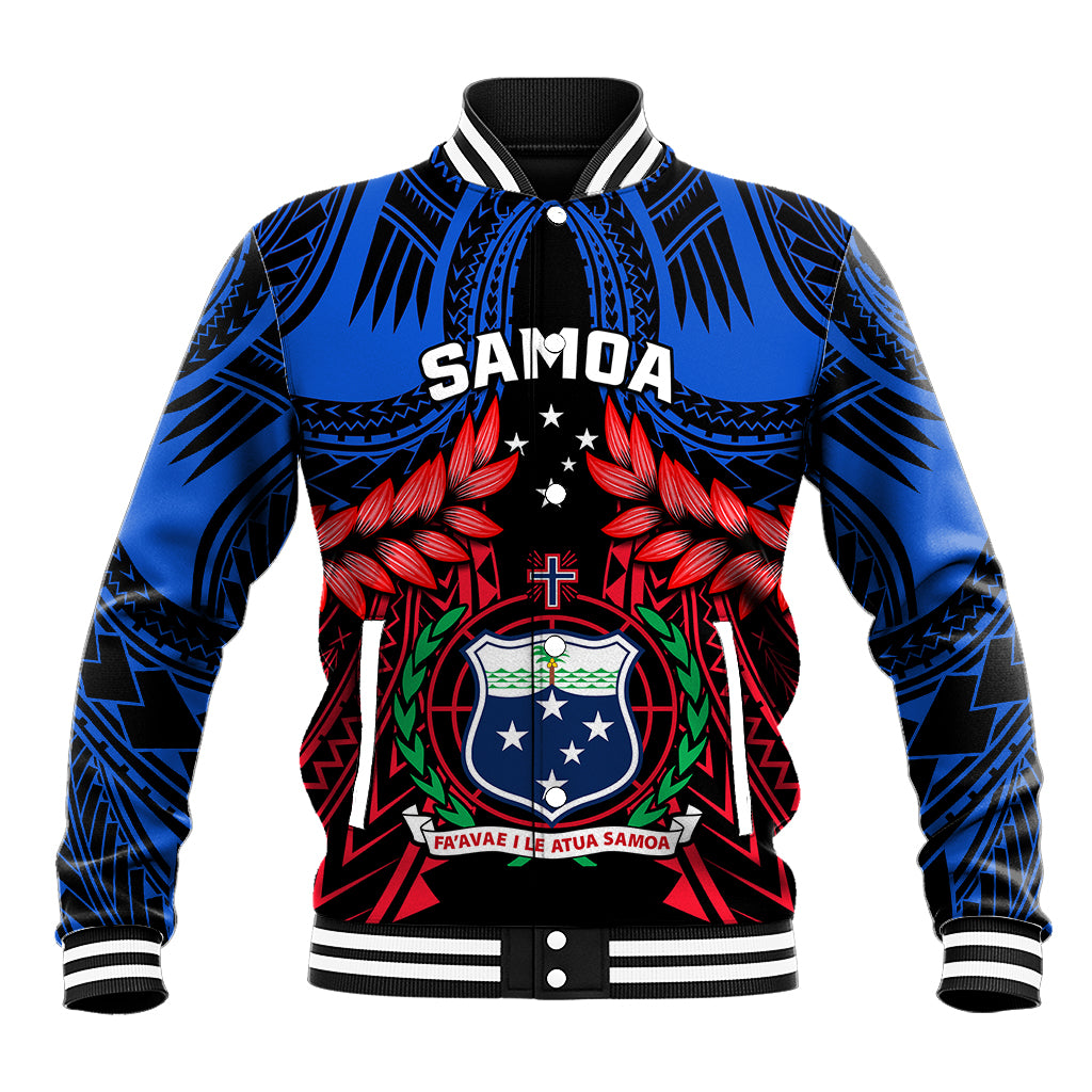 Personalised Samoa Baseball Jacket Heritage Festival Samoan Tattoo With Ula Fala Kava Bowl - Wonder Print Shop